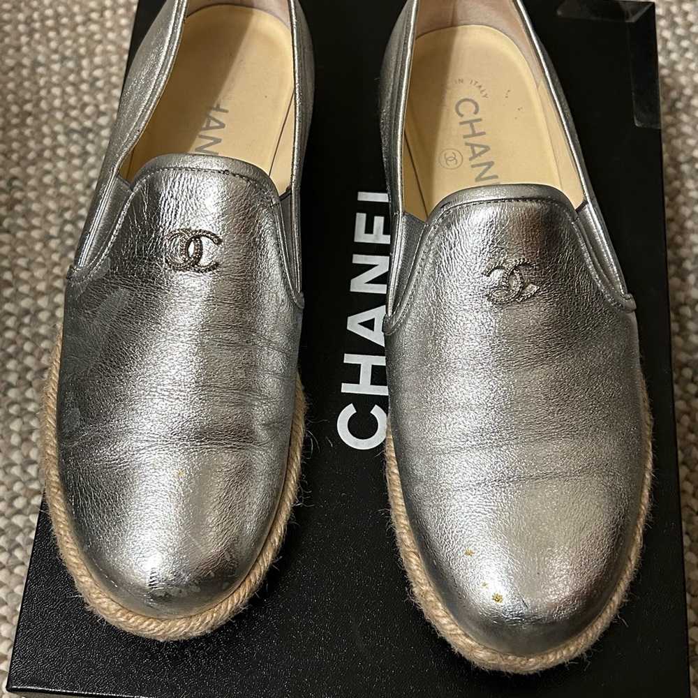 Metallic Silver Chanel Espadrille